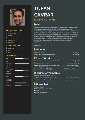 Makine Mühendisi Cv Örnekleri cv indir